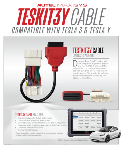 Autel TESKIT3Y - Tesla-compatible diagnostic adapter for models 3 and Y